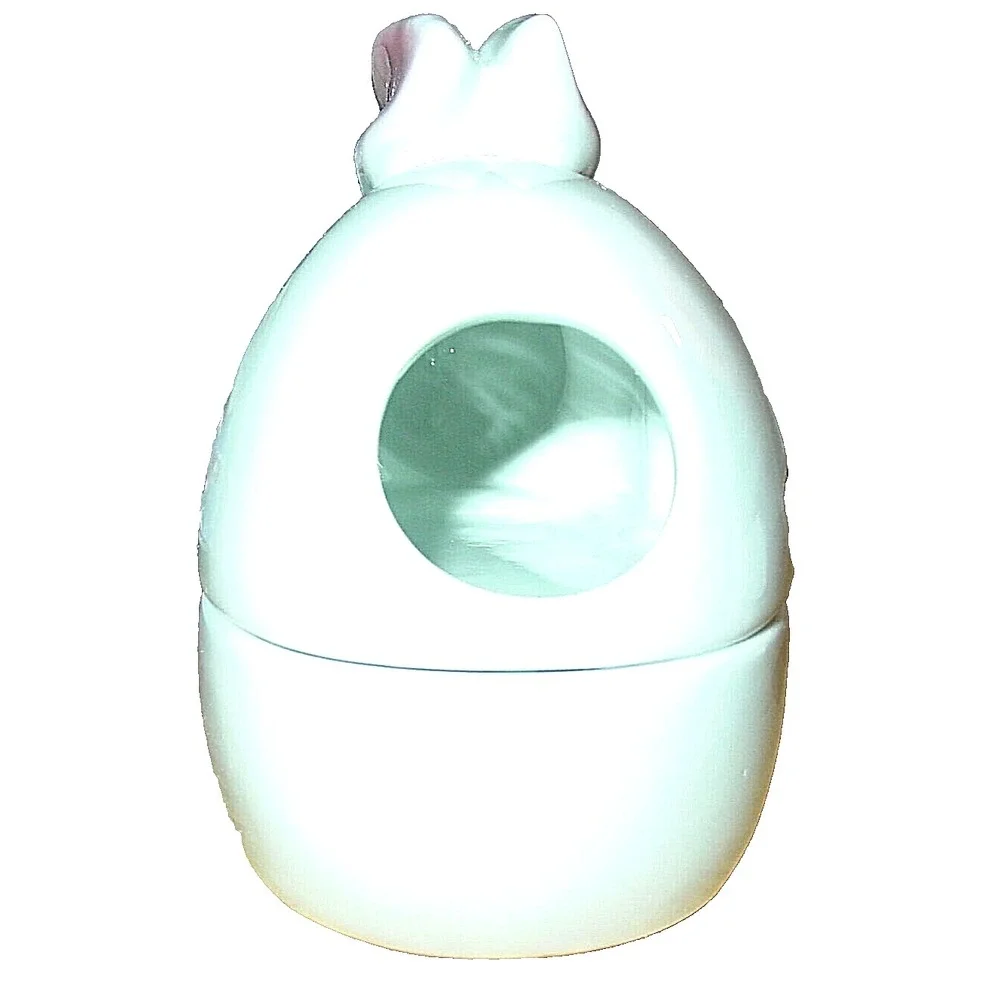 Cotton Ball Dispenser Swab Dish Porcelain White Bunny Genuine Glazed Jobar's